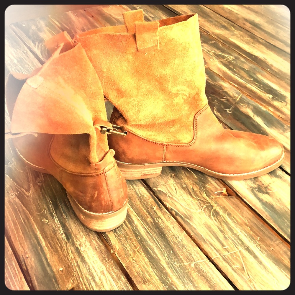 Sole Society Western Suede Camel Booties Size 7.5
